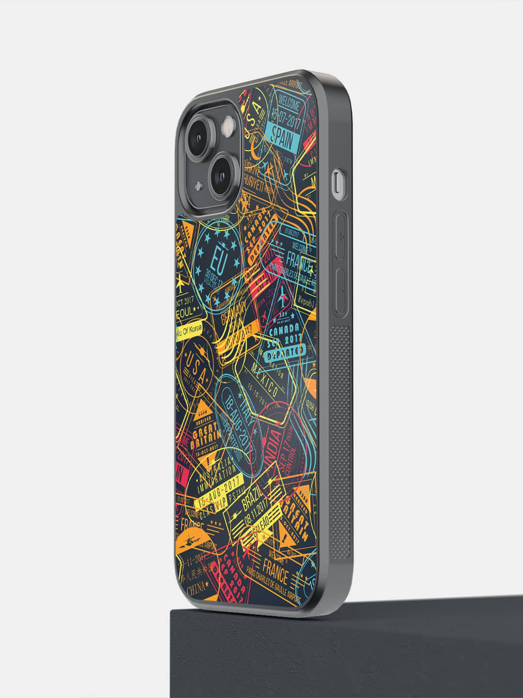 macmerise Immigration Stamps iPhone 14 Bumper Case Cover