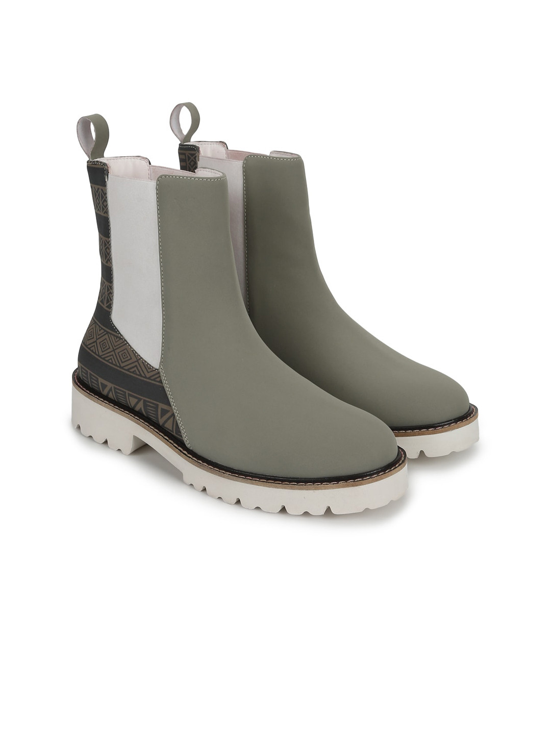 yoho Women Mid Top Digital Printed PU Chelsea Boots