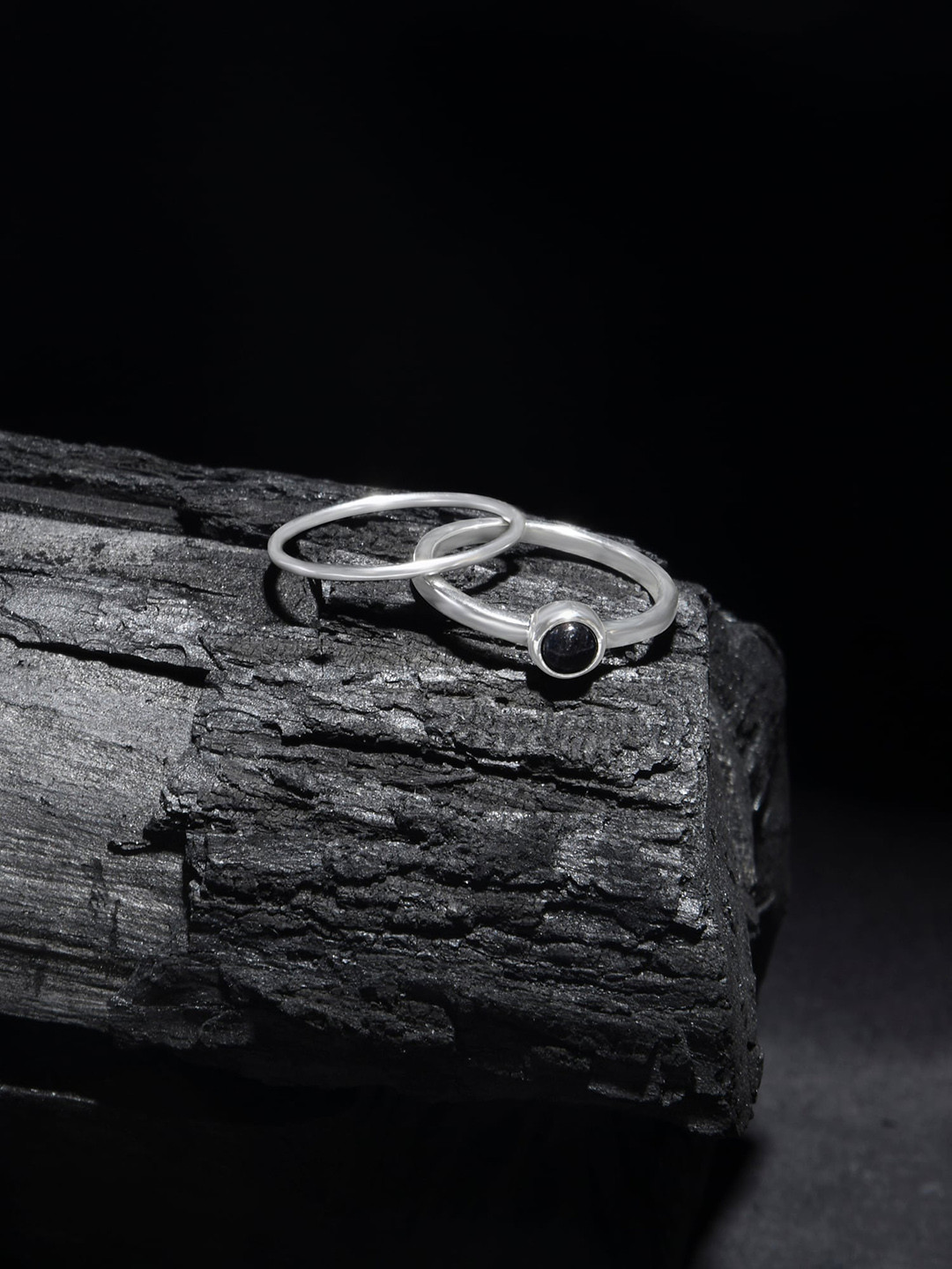 Accessorize London Set Of 2 Women 925 Recycled Sterling Silver Rose Quartz Rings