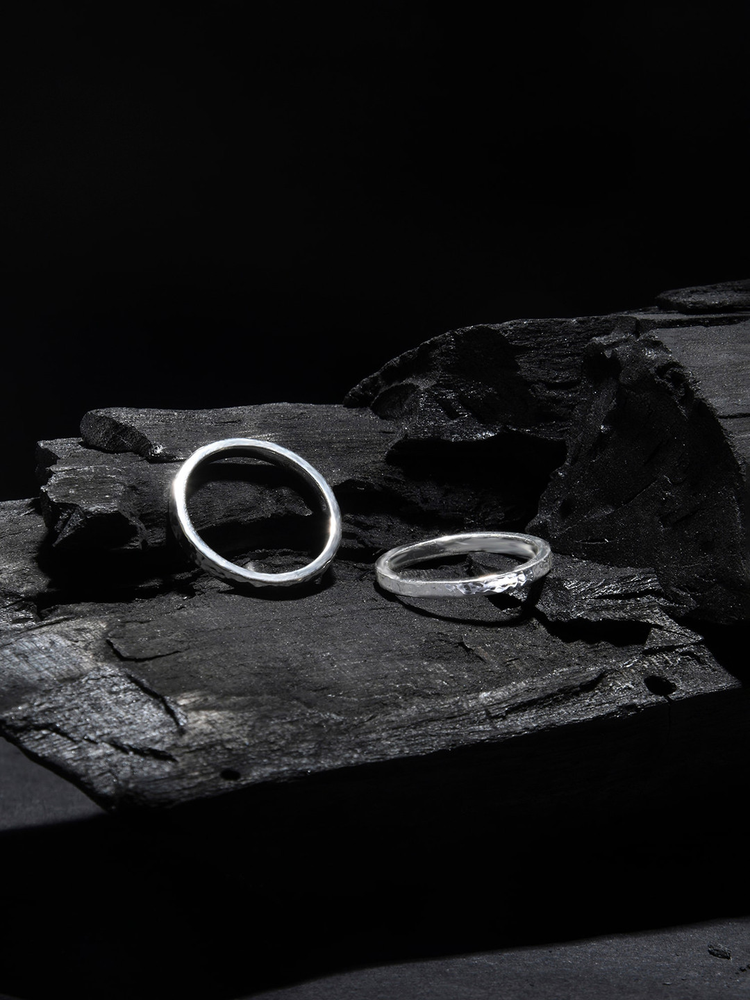 Accessorize London Set Of 2 Women 925 Sterling Silver Plated Textured Rings