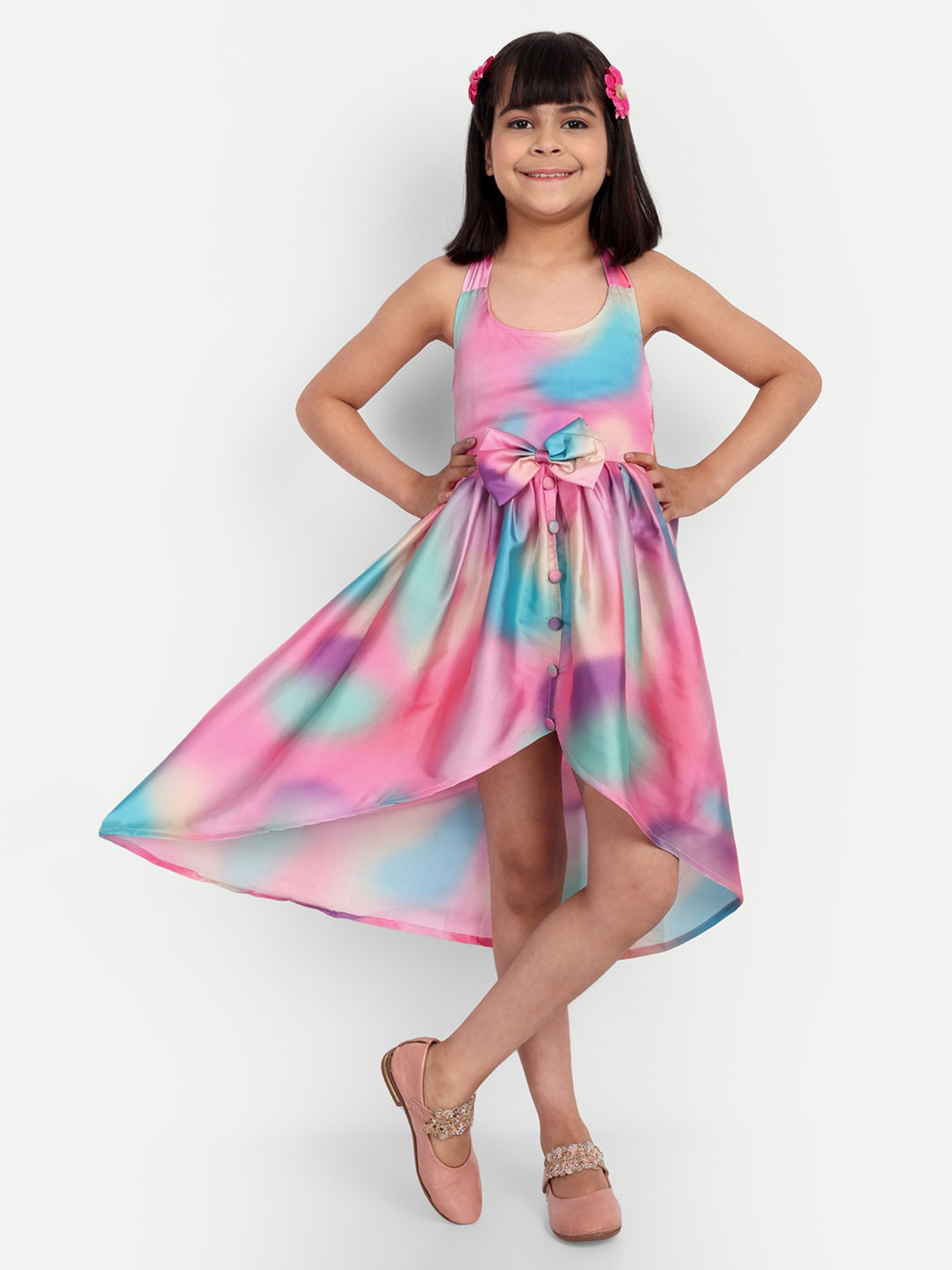 TILISM Girls Satin Fit & Flare Dress