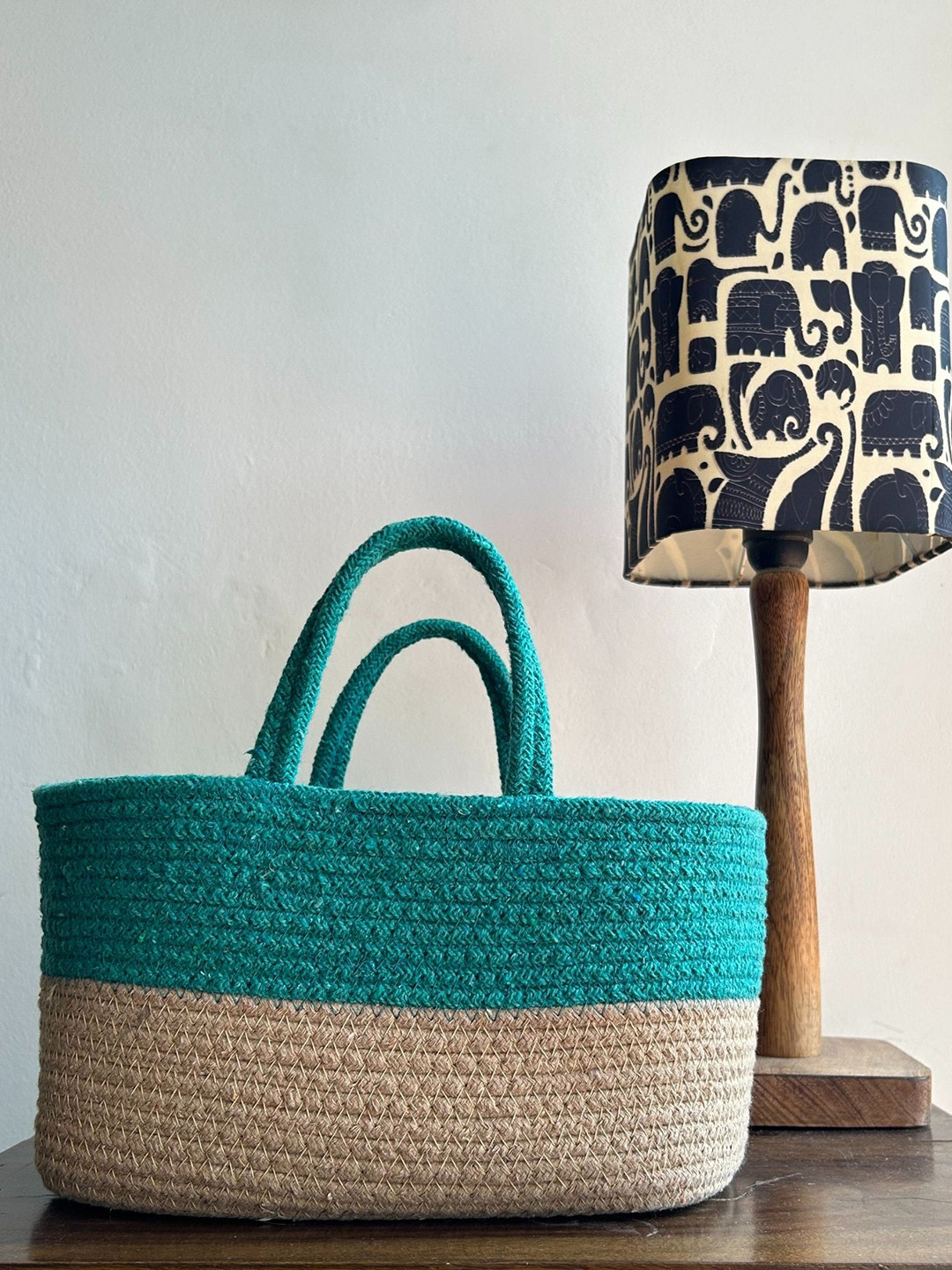 JASMEY HOMES Duotone Basket Green Durable Organisers