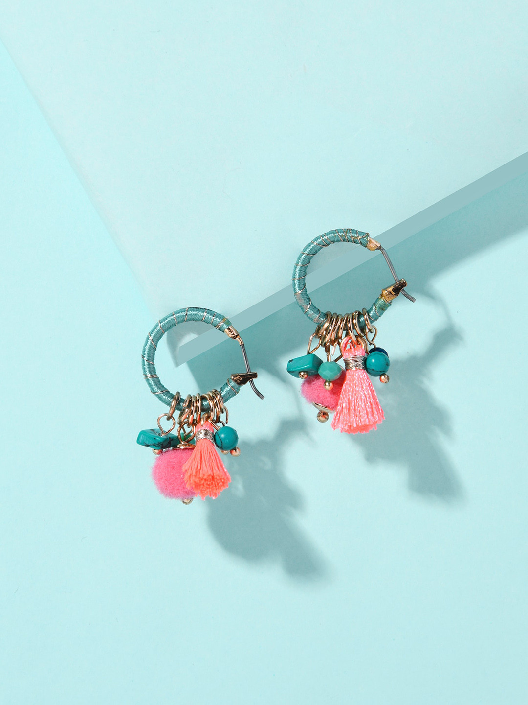 Accessorize London Women Wrapped Beaded Hoop Earrings