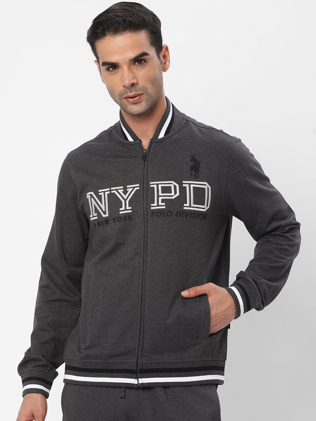 R&B Typography Printed Bomber Jacket