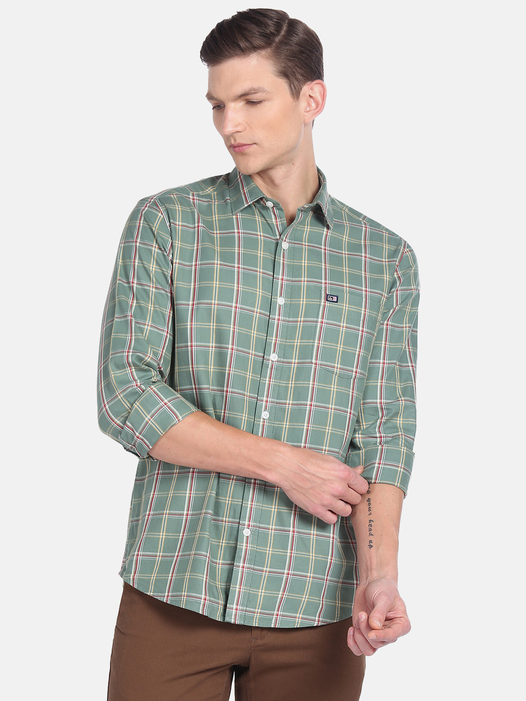 Arrow Sport Slim Fit Checked Pure Cotton Casual Shirt