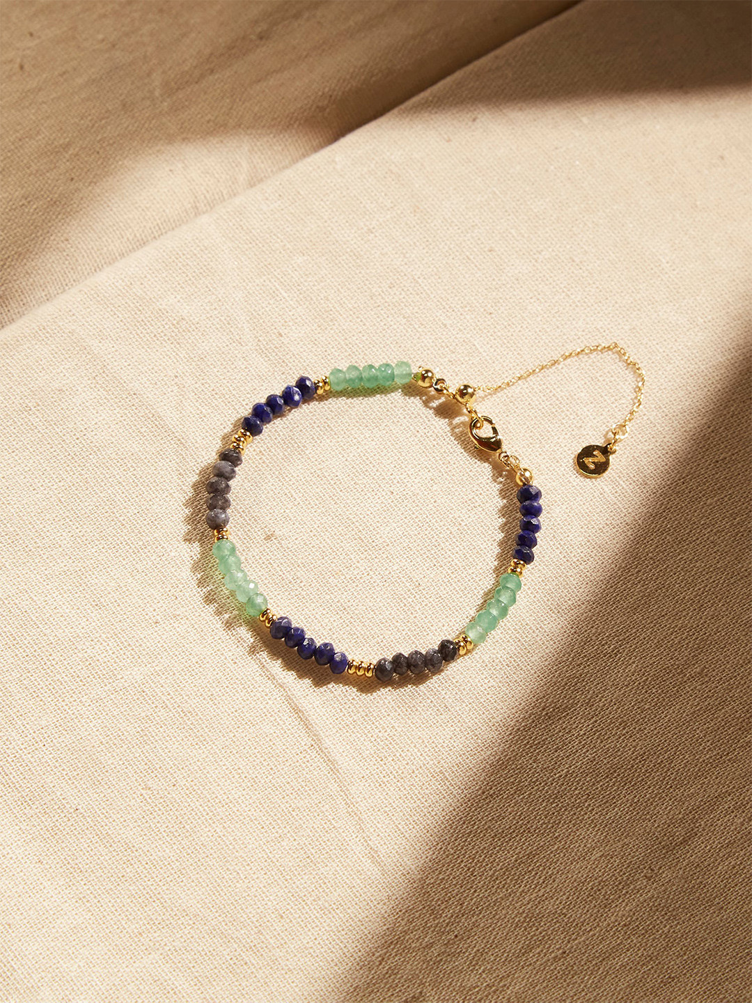 Accessorize London 14K Gold Plated Z Stone & Bead Bracelet