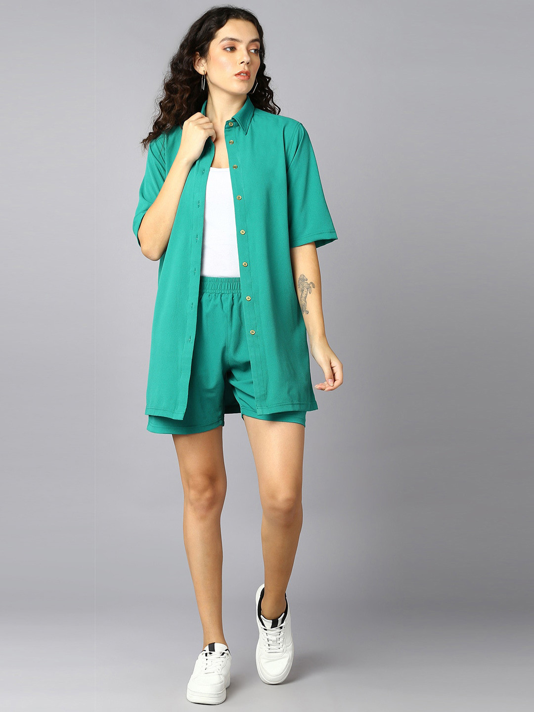 Roadster Green Oversized Longline Shirt
