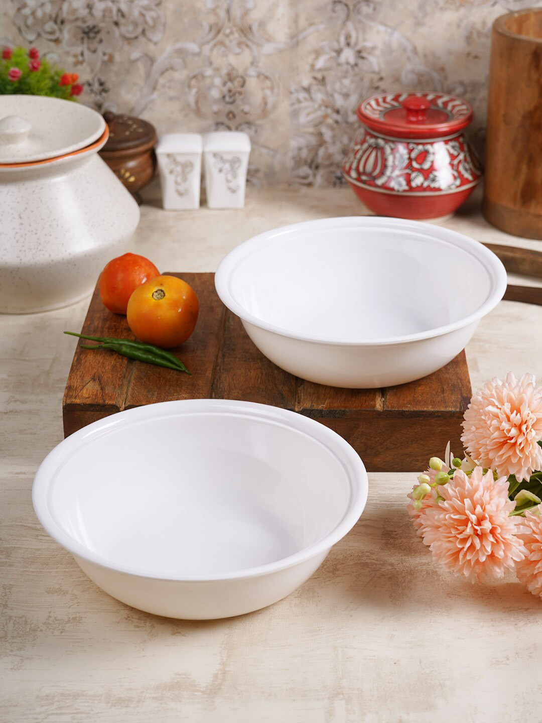 CDI White 2 Pieces Melamine Serving Donga 800 ml Each