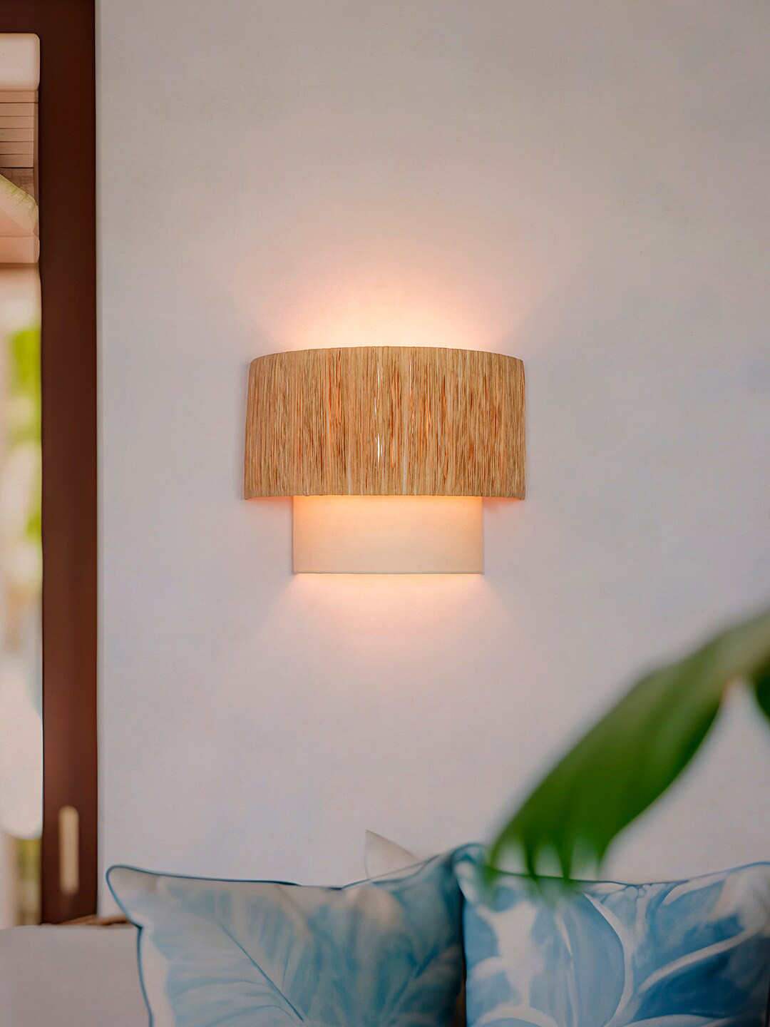 Fos Lighting Beige Metal Concrentric Drum Wall Scones Wall Lamp