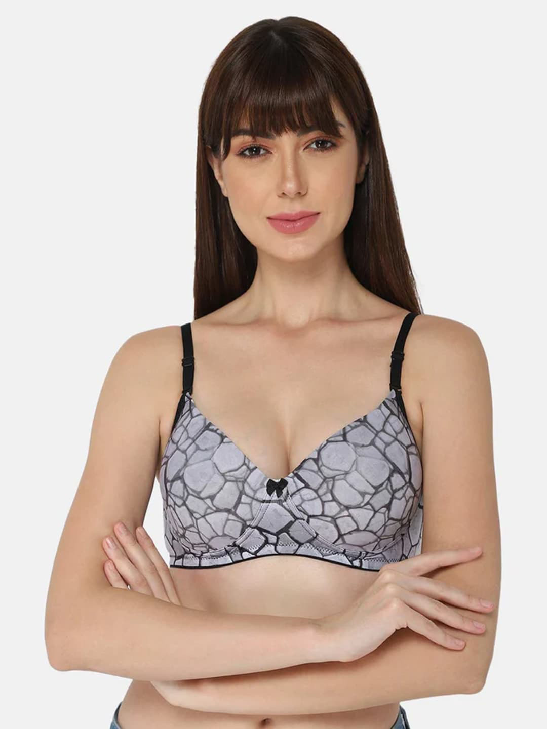 intimacy LINGERIE Geometric Printed All Day Comfort Bra Medium Coverage Lightly Padded