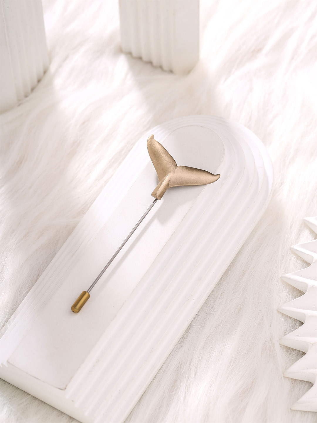 COSA NOSTRAA Brass Whale Tail Charm Brooch