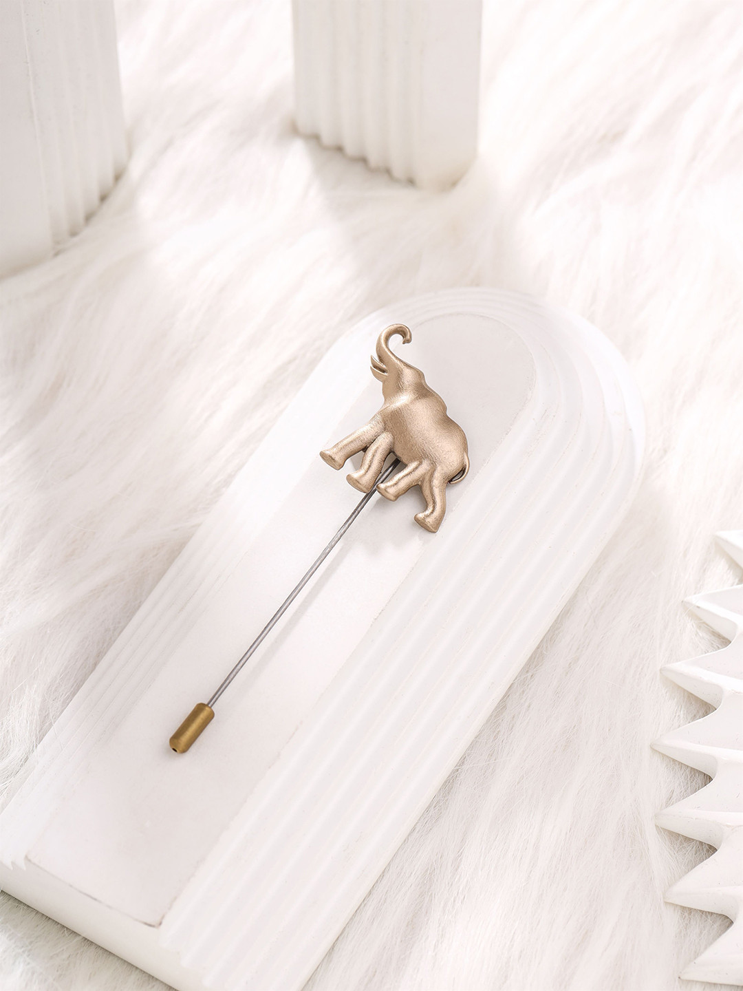 COSA NOSTRAA Brass Elephant Joy Lapel Brooch