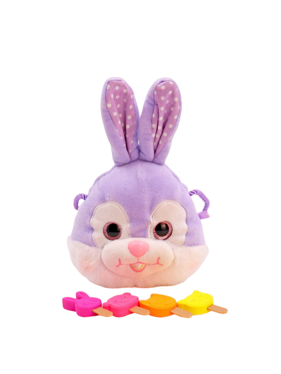 SCOOBIES Cozy Bunny Plush Toy | Pouch with 4 Ice Cream Erasers (Purple)