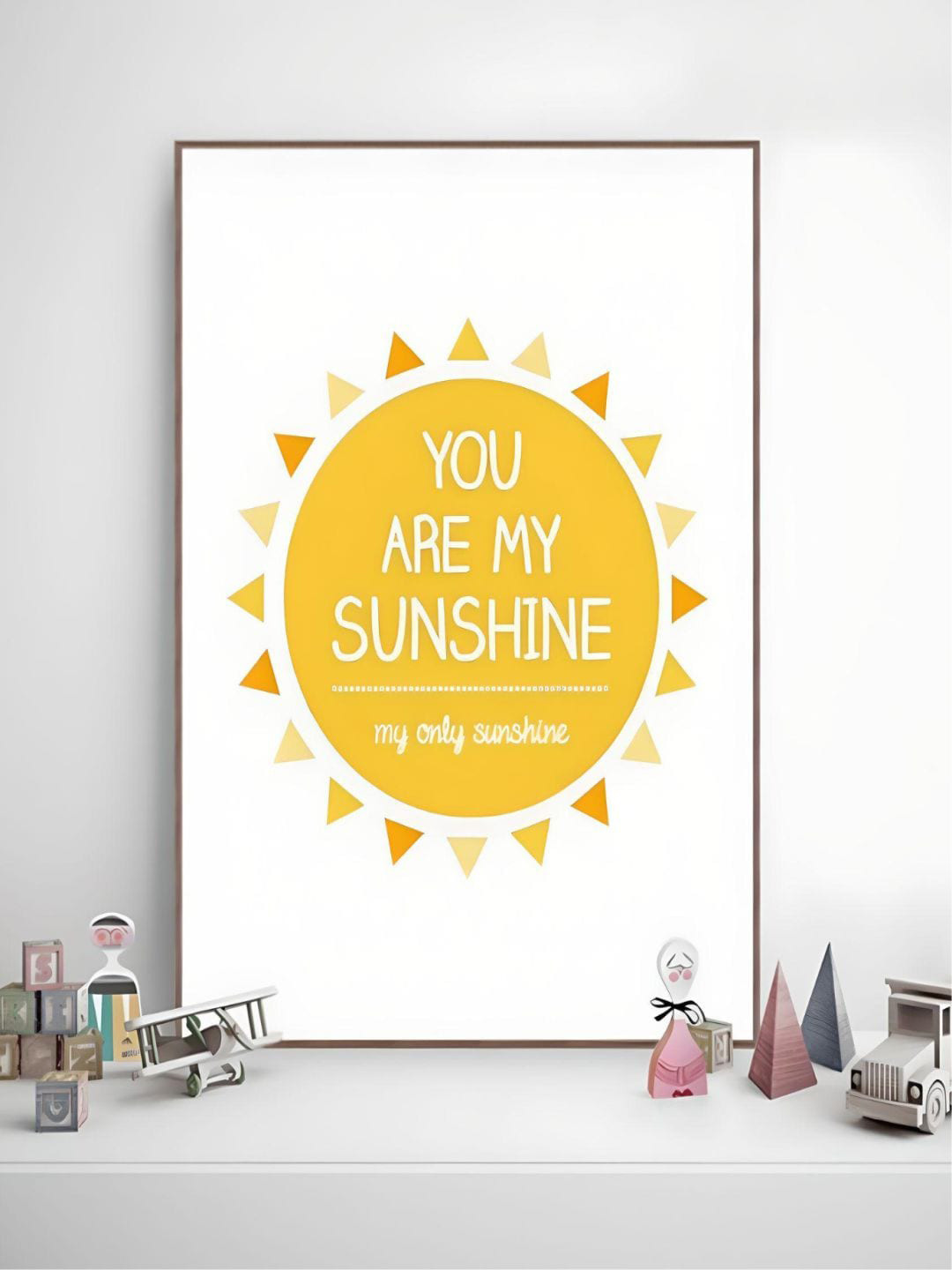 THE HANDMADE FLAIR Yellow & White You Are My Sunshine Quotation Wall Art
