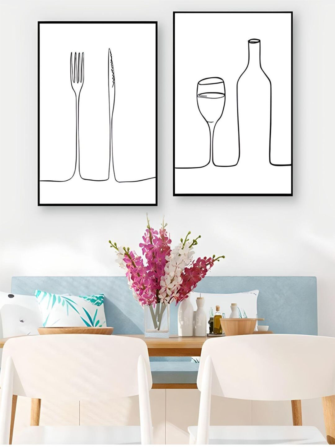 THE HANDMADE FLAIR Off White 2 Pieces Food & Drink Kitchen Wall Art