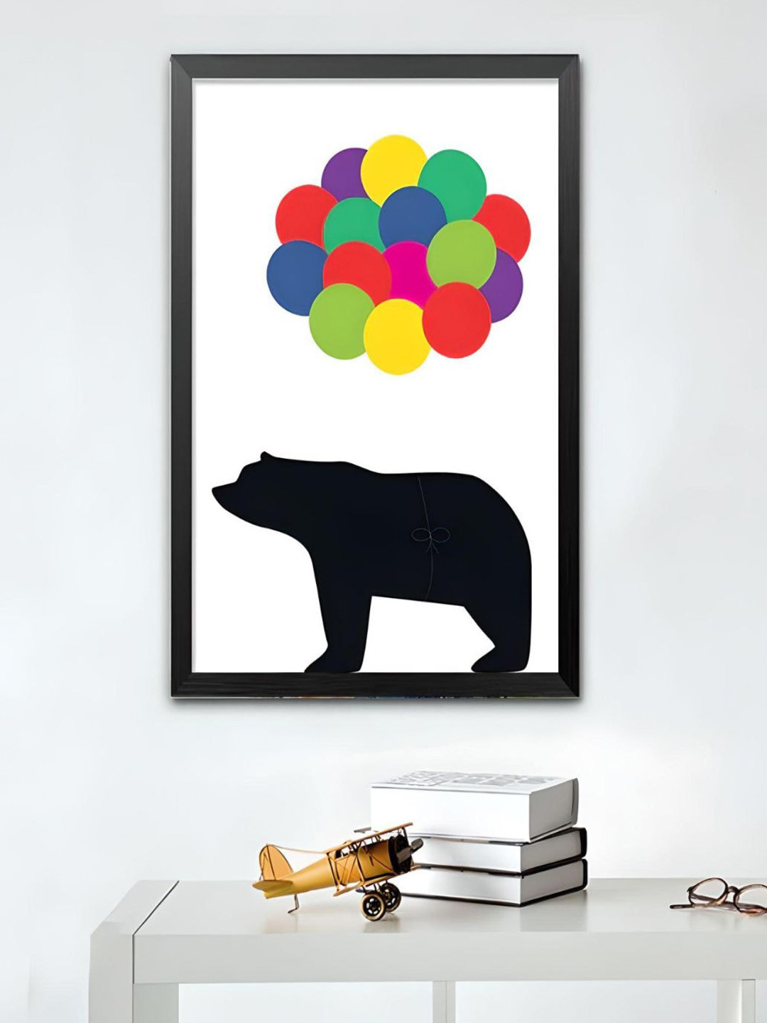 THE HANDMADE FLAIR White & Black Big Tunnel Bears Cute Animal Wall Art