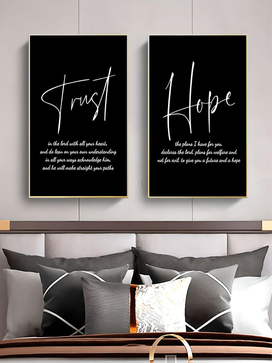 THE HANDMADE FLAIR Black & White 2 Pieces Peace Hope Faith Motivational Posters Wall Art