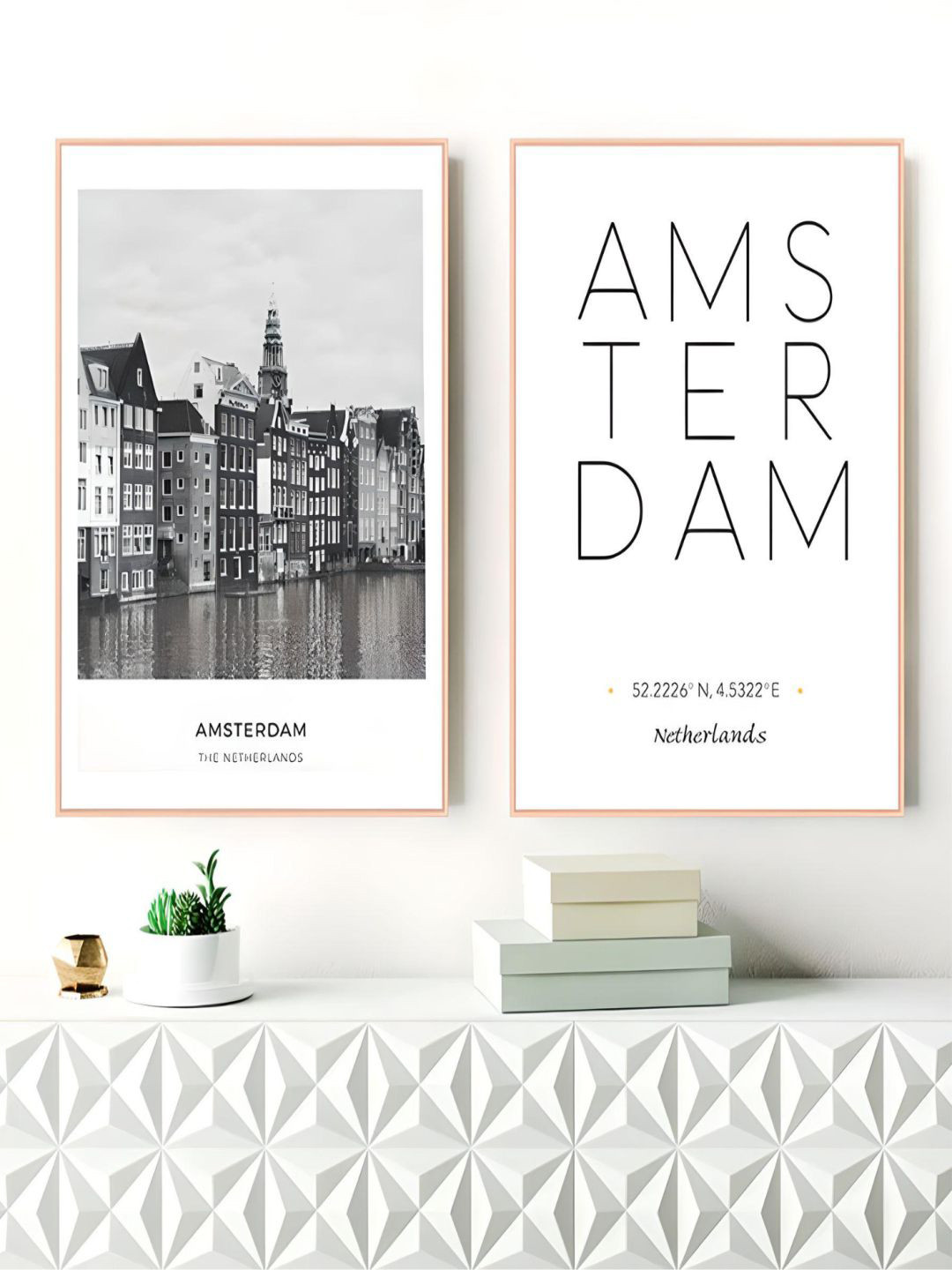 THE HANDMADE FLAIR Amsterdam City Canvas 2 Pcs Wall Paintings Wall Art - 11.81 x 15.74In