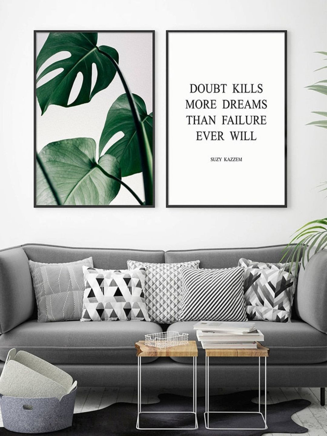 THE HANDMADE FLAIR Green & White 2 Pieces Follow Your Dreams Poster Wall Art