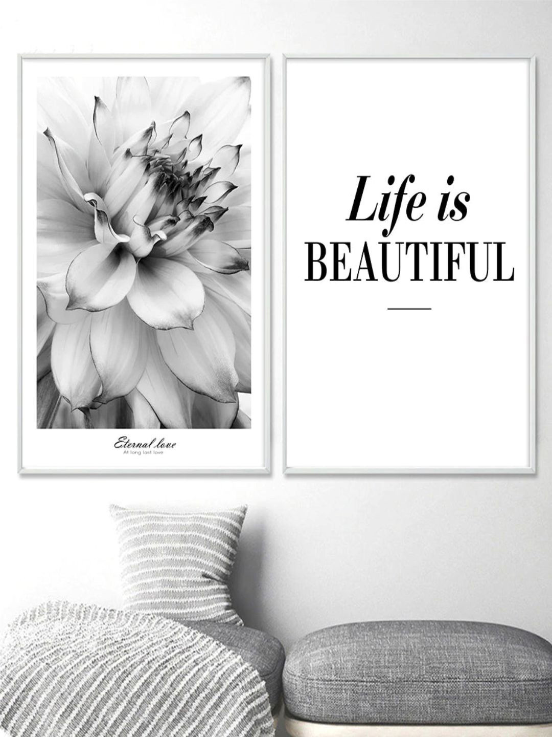 THE HANDMADE FLAIR Life Is Beautiful Wood 2 Piece Wall Paintings Wall Art 8.26 x 11.81In