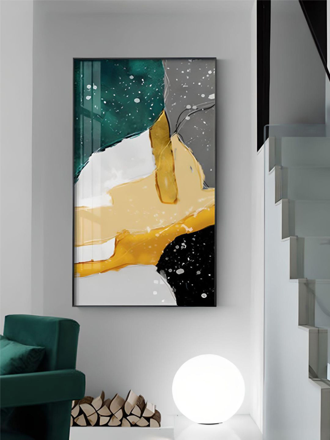 THE HANDMADE FLAIR Abstract Elements Canvas Wall Rectangle Paintings Wall Art-70 x140In