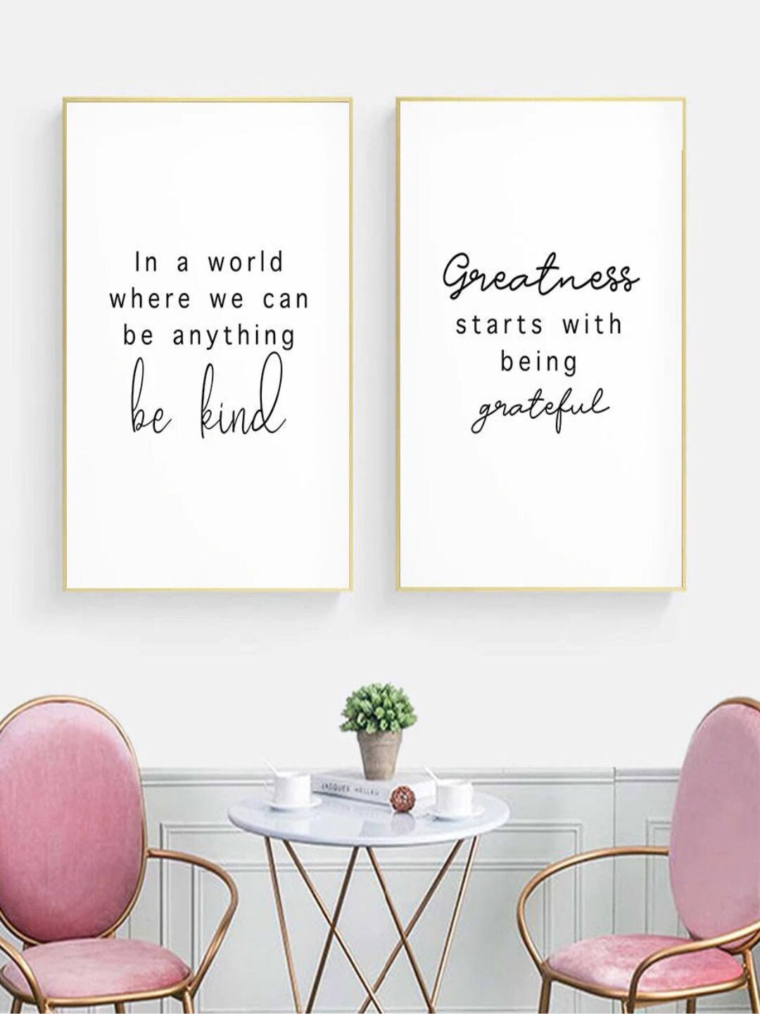 THE HANDMADE FLAIR White & Black 2 Pieces Inspirational Poster Painting Canvas Wall Arts