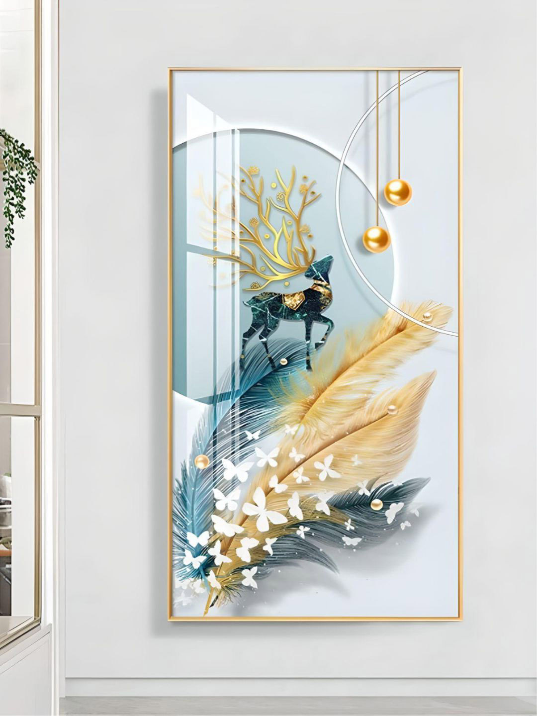 THE HANDMADE FLAIR Mystical Deer Canvas Wall Rectangle Paintings Wall Art