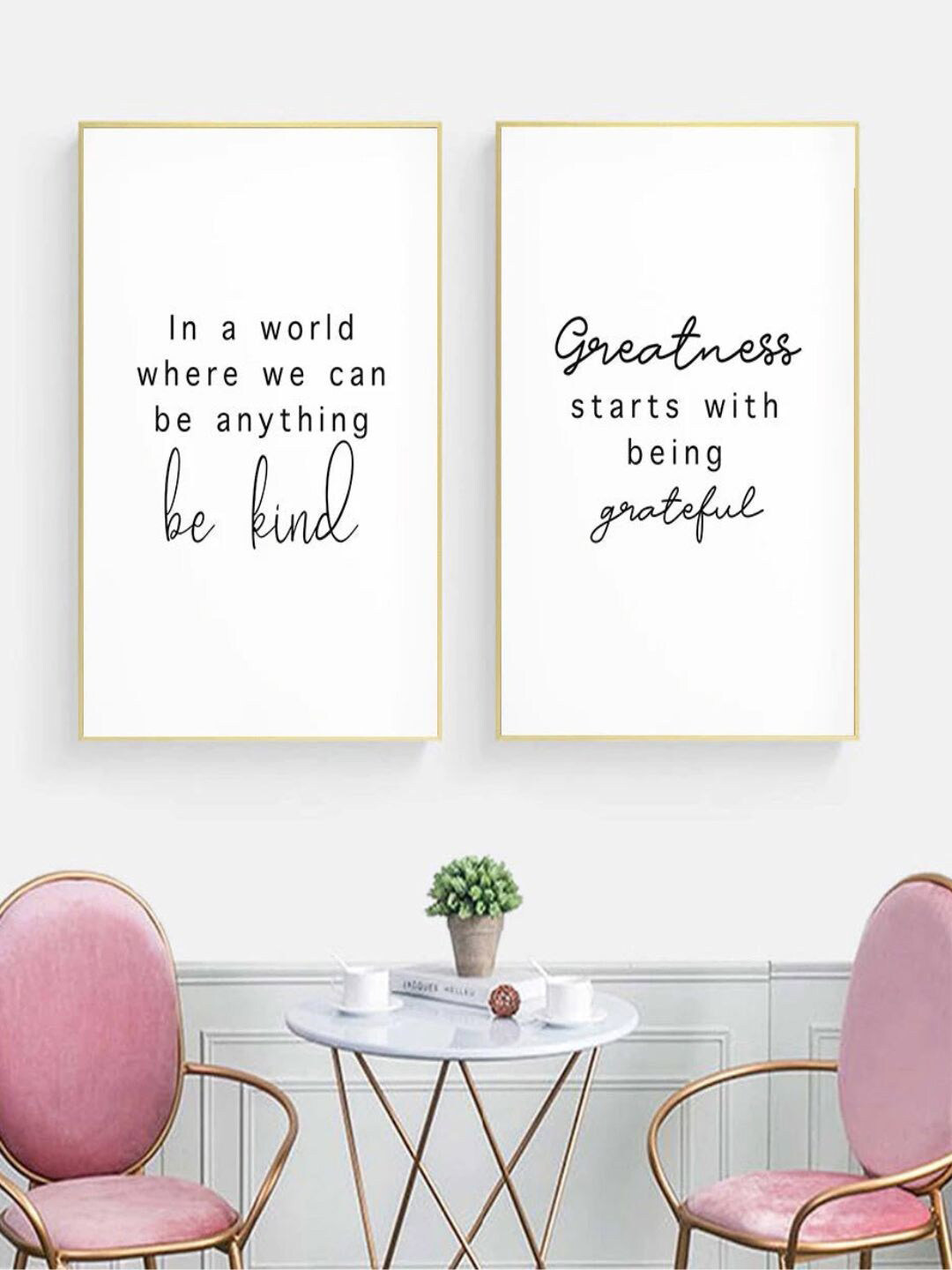 THE HANDMADE FLAIR Off White 2 Pcs Inspirational Poster Framed Painting Wall Arts