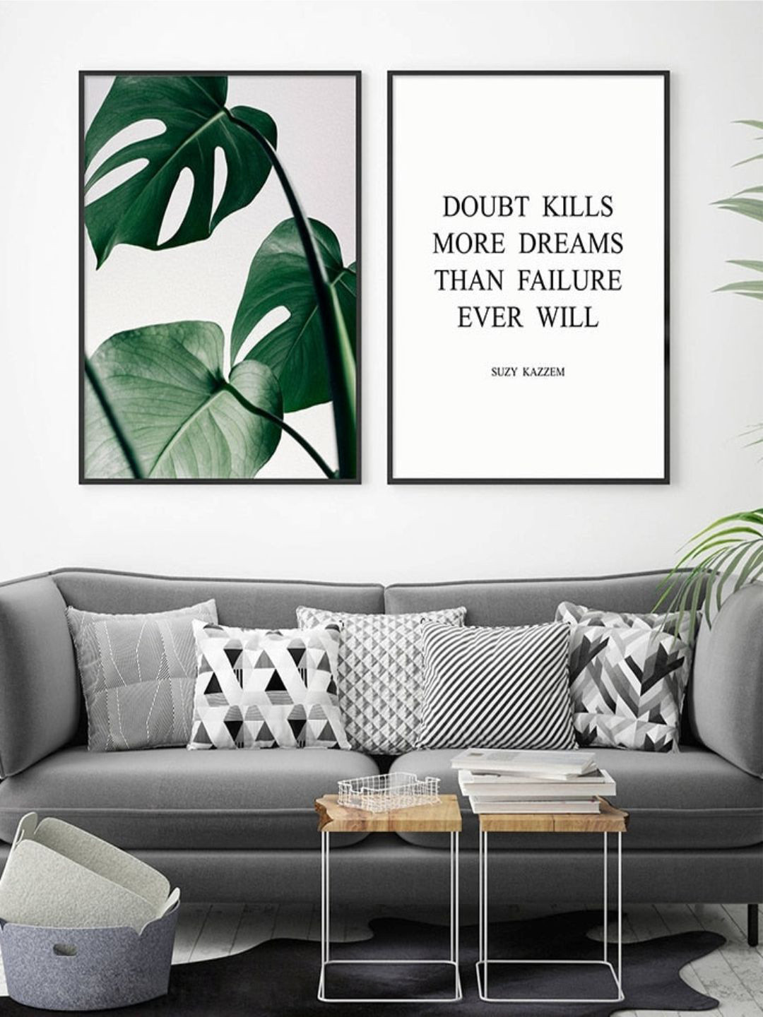 THE HANDMADE FLAIR Green & White 2 Pieces Inspirational Quotation Wall Art