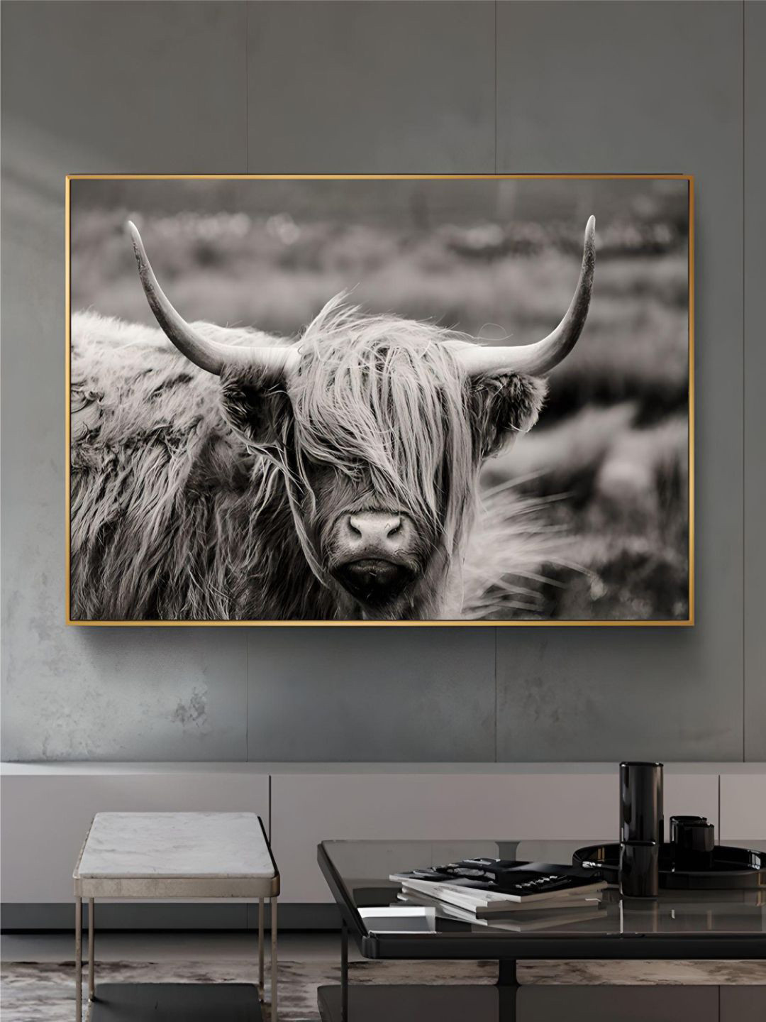 THE HANDMADE FLAIR Scottish Highland Cattle Paintings Wall Art - 11.81 x 15.74In