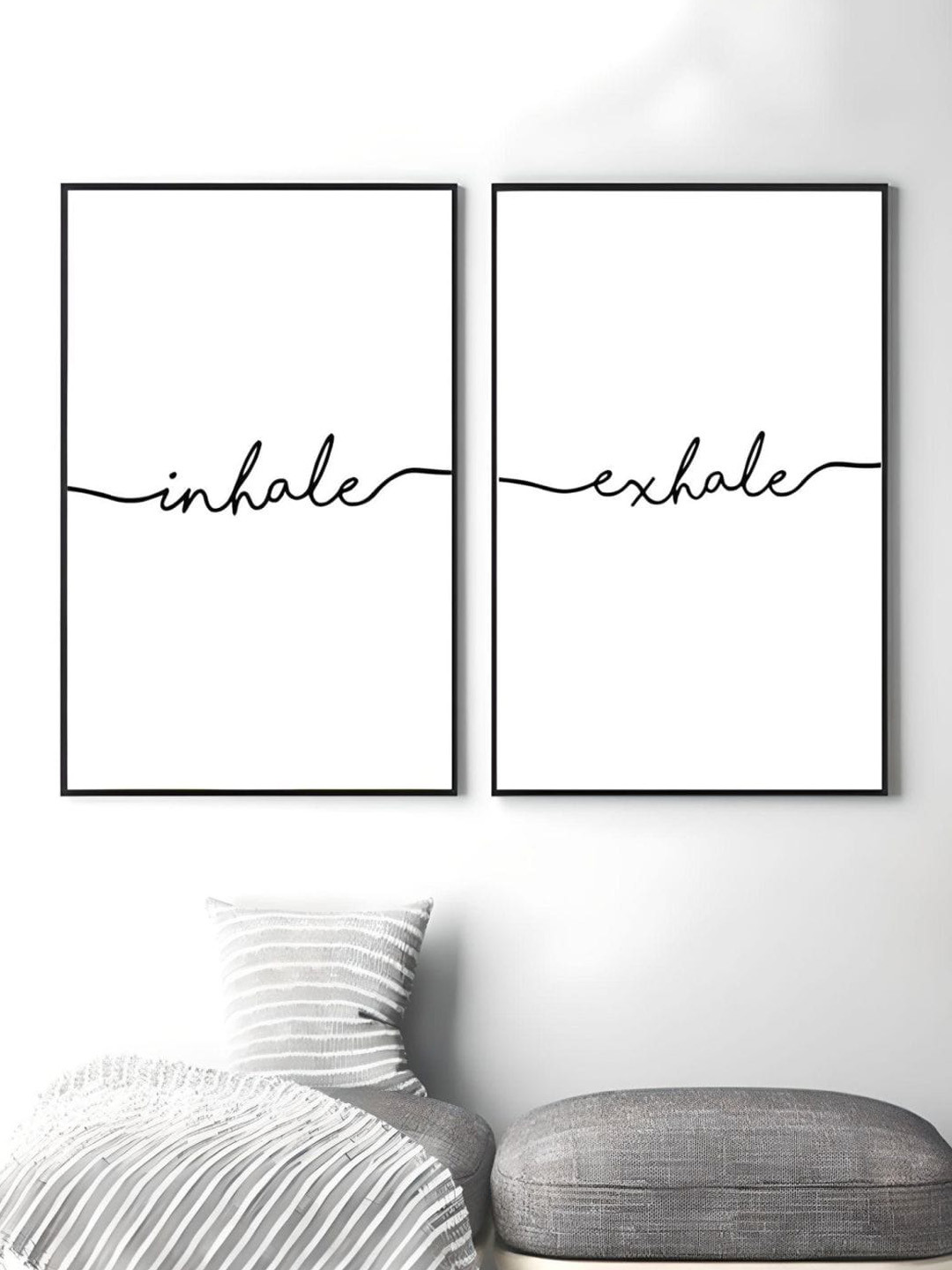 THE HANDMADE FLAIR Inhale Exhale Word Canvas 2 Piece Wall Paintings Wall Art -50 x 70 In