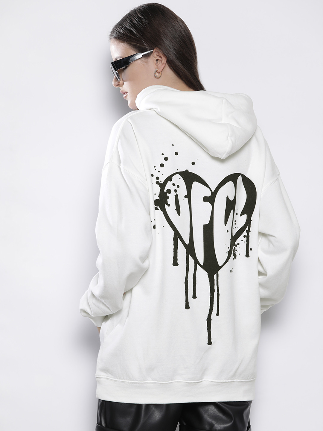 Boohoo Graffiti Printed Oversized Hooded Sweatshirt