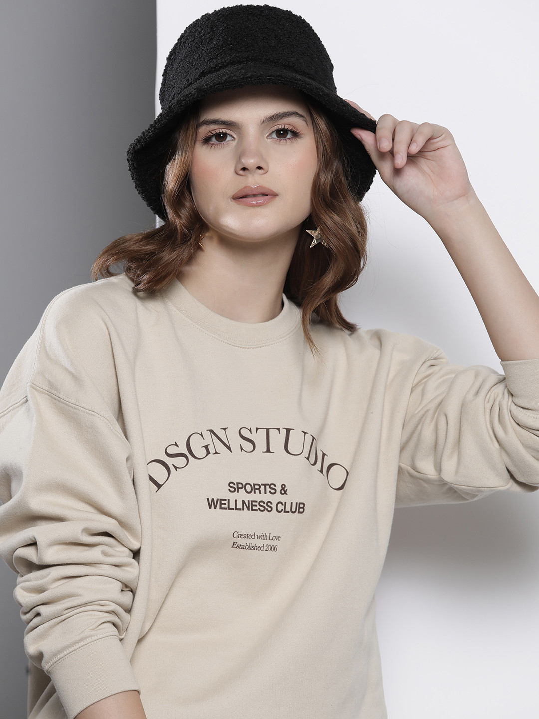 Boohoo Women Typographic Sweatshirt with Cycle Shorts Set
