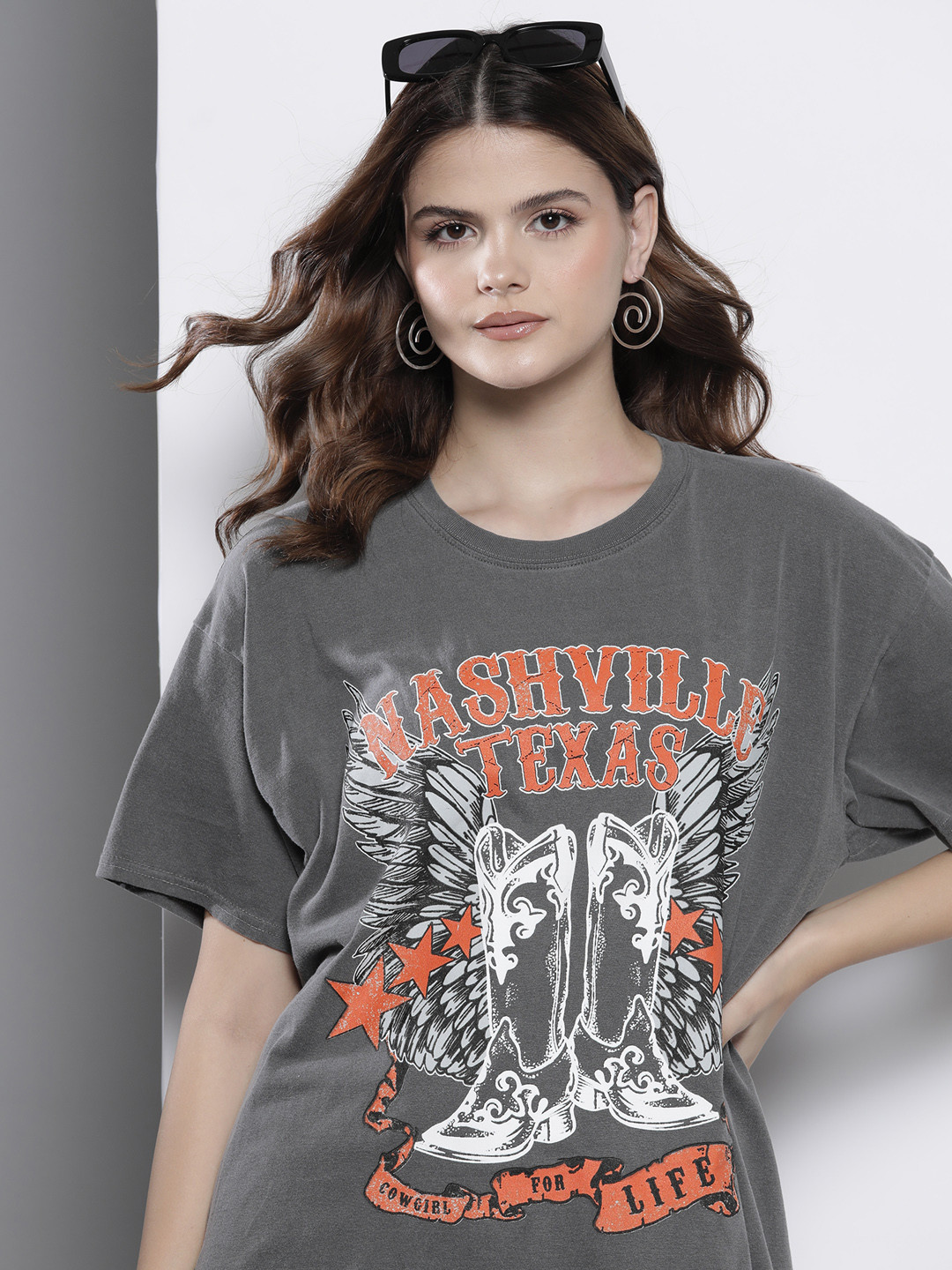 Boohoo Graphic Printed Pure Cotton Oversized T-shirt