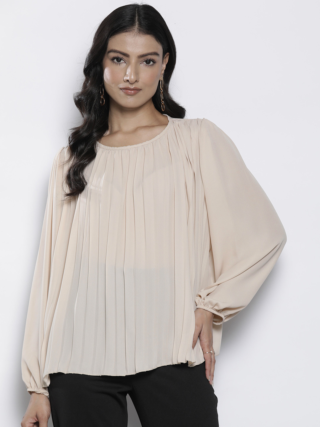 Boohoo Pleated Volume Sleeves Top