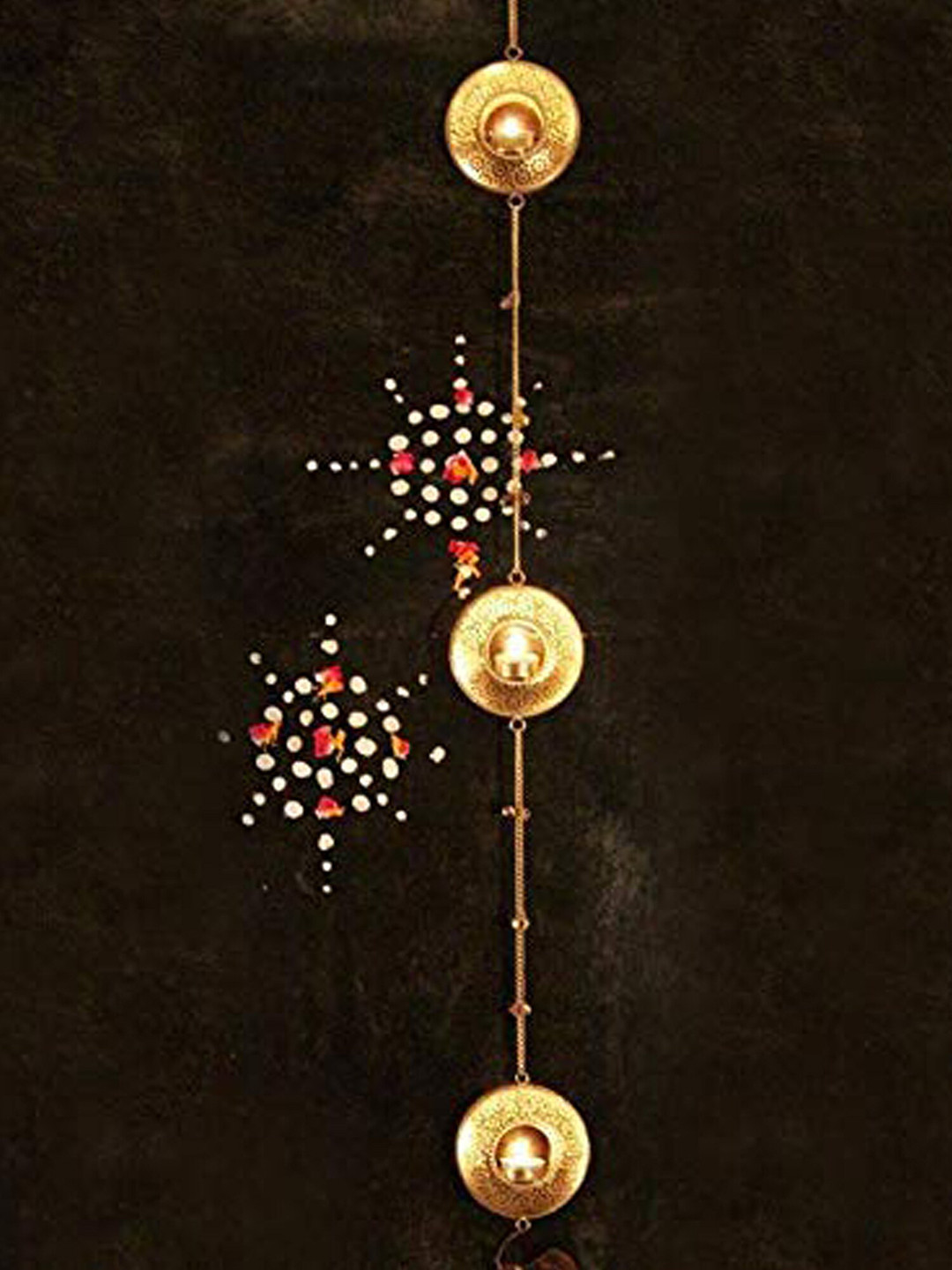 The Purple Tree Yellow Textured Metal Chandramala Tealight Candle Holder