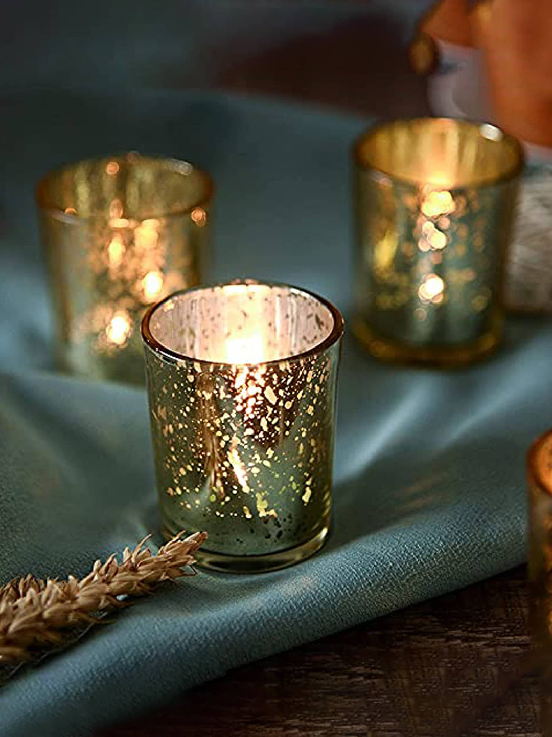 The Purple Tree Brown 6-Pieces Textured Glass Tealight Candle Holders