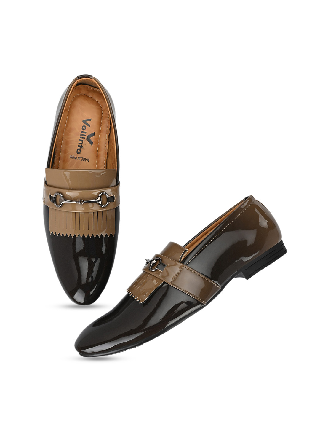 Vellinto Men LUMINOUS Colourblocked Lightweight Comfort Insole Horsebit Loafers