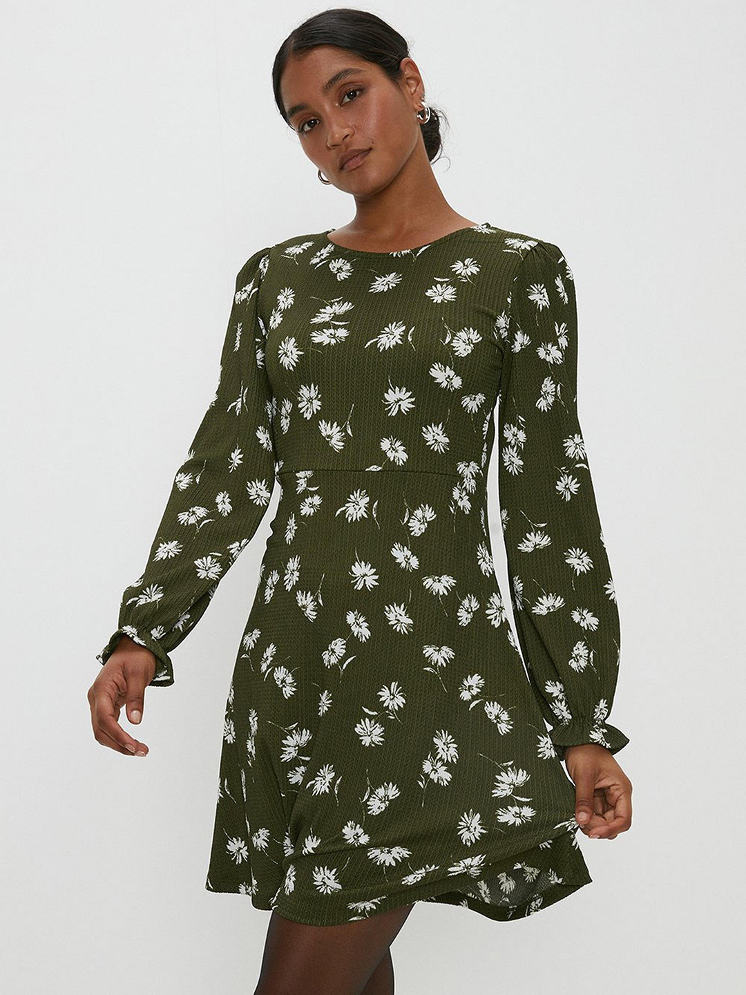 DOROTHY PERKINS Floral Print A-line Dress with Puff Sleeves