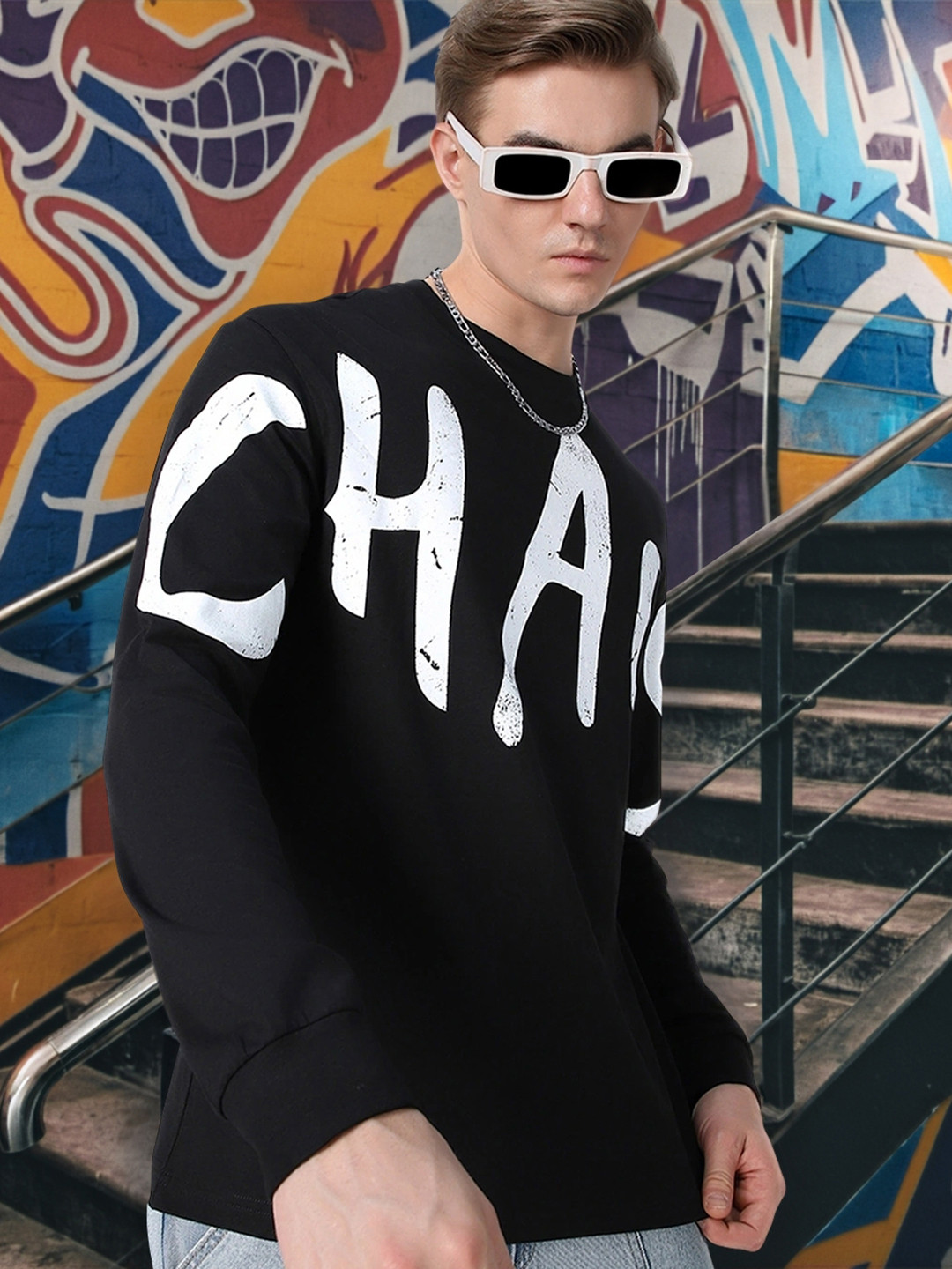 Bewakoof Chaos Typography Oversized T-shirt
