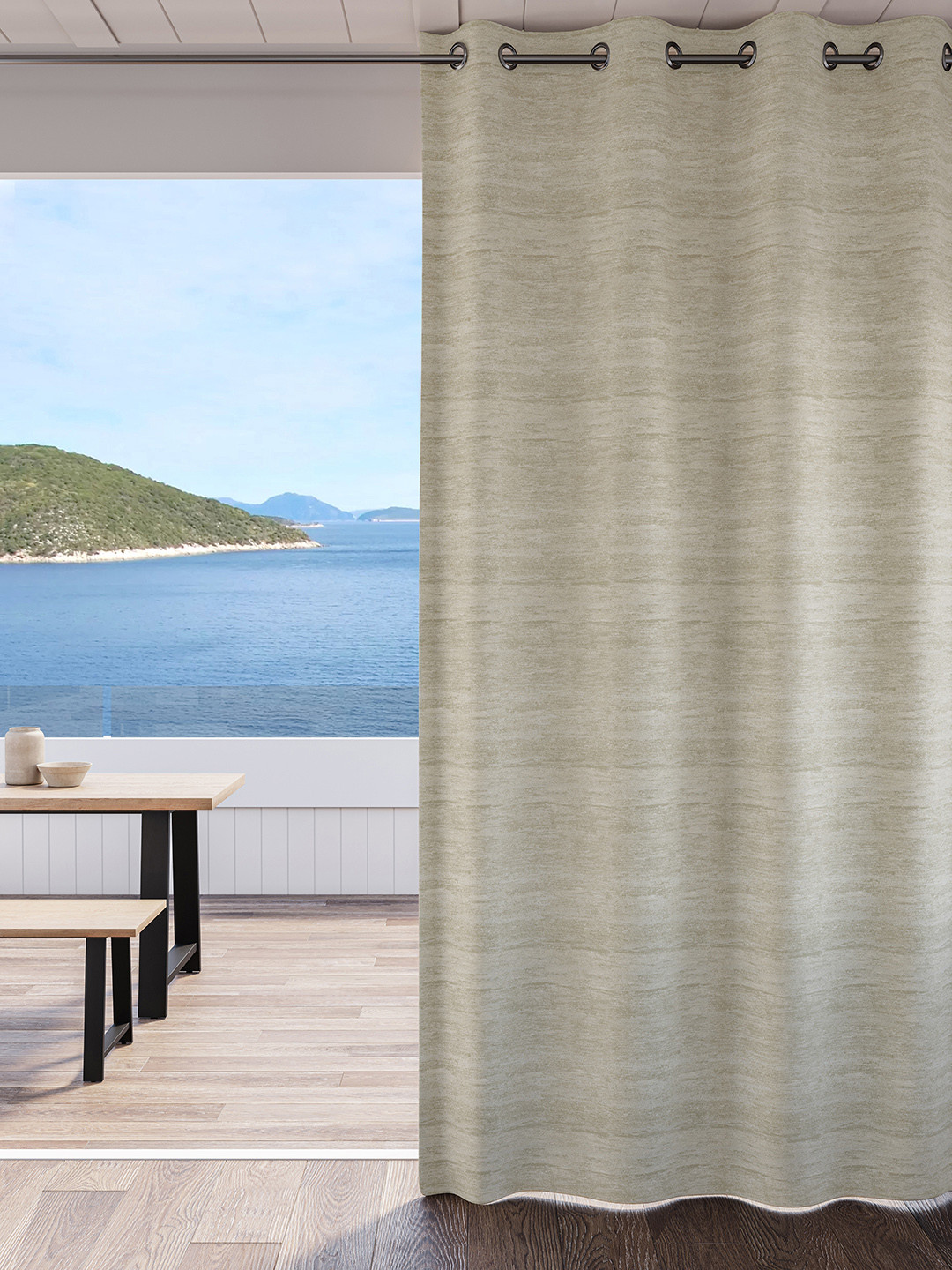 DDecor Tan Abstract Room Darkening Long Door Curtain