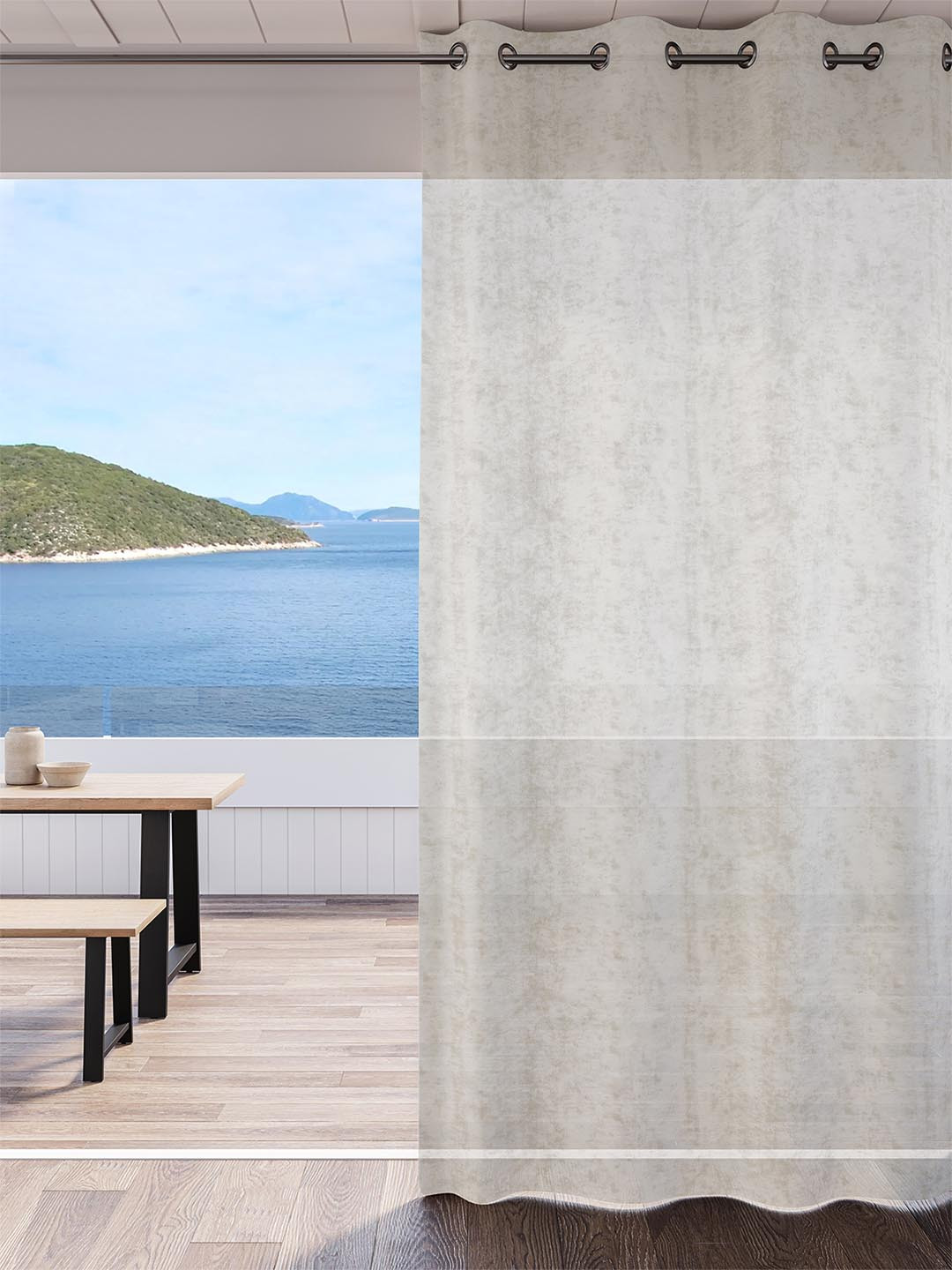 DDecor Taupe & White Abstract Sheer Door Curtain