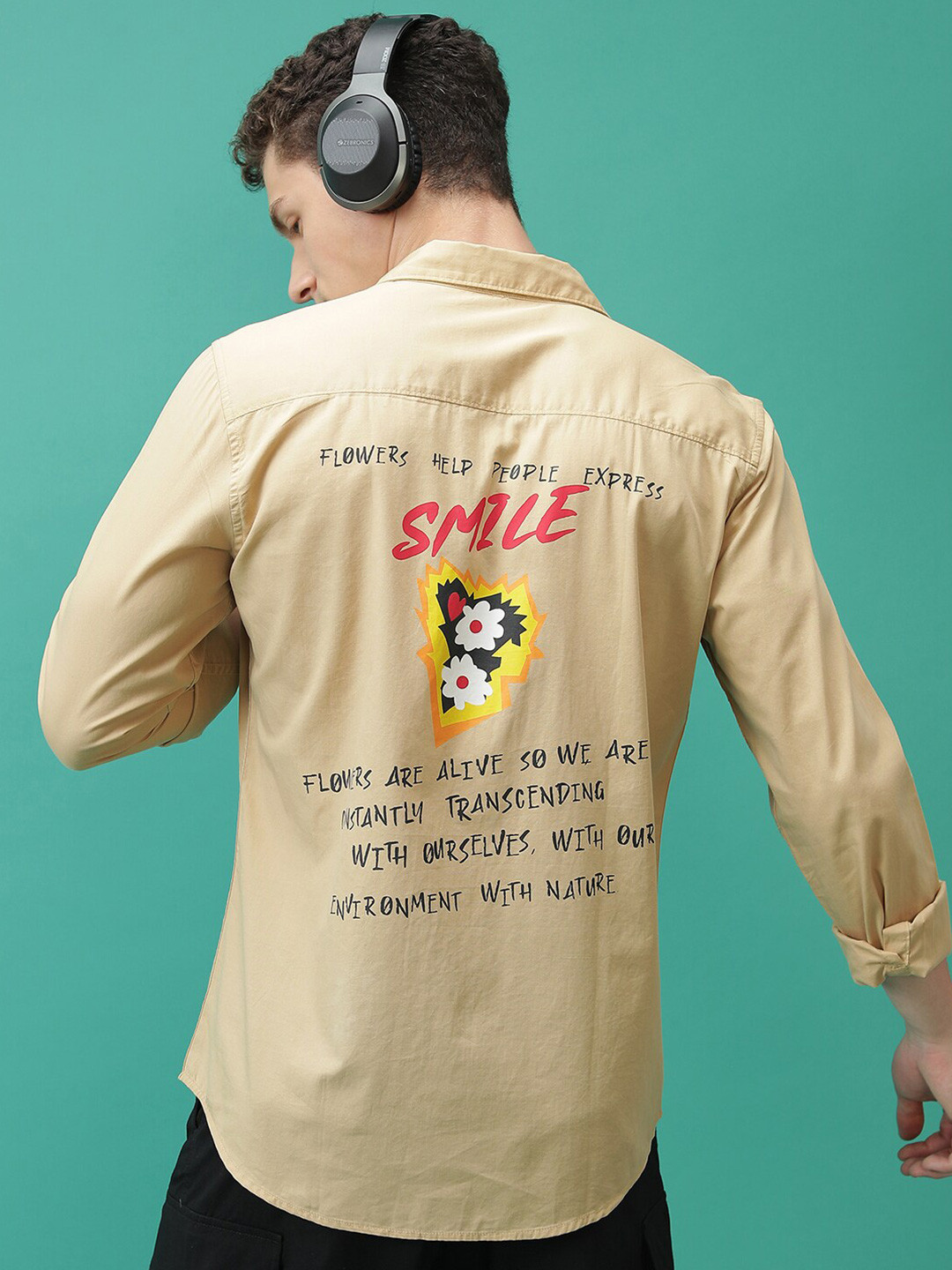 HIGHLANDER Typographi Printed Slim Fit Casual Shirt