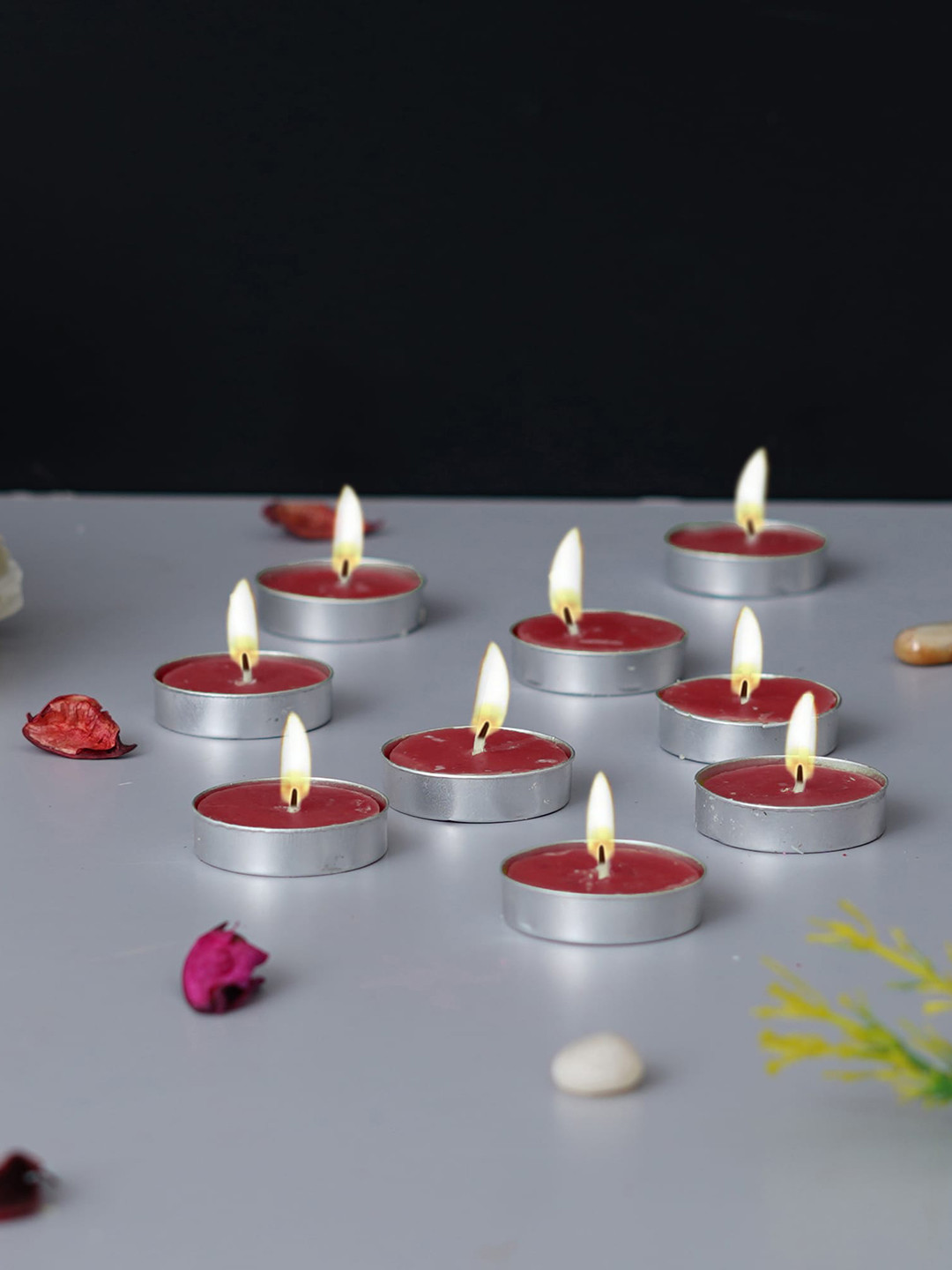 Artisyn 10Pcs Scented 1 Wick Rose Solid Round Regular Tea Light Candles