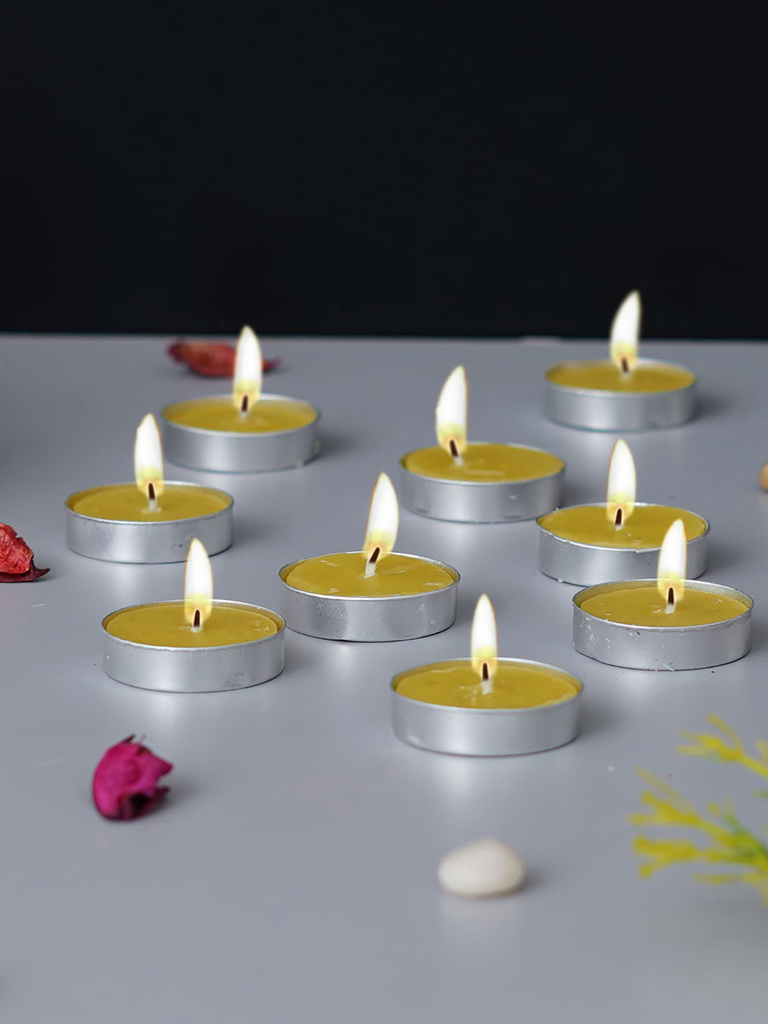 eCraftIndia 10Pcs Scented 1 Wick Vanilla Solid Round Regular Tea Light Candles