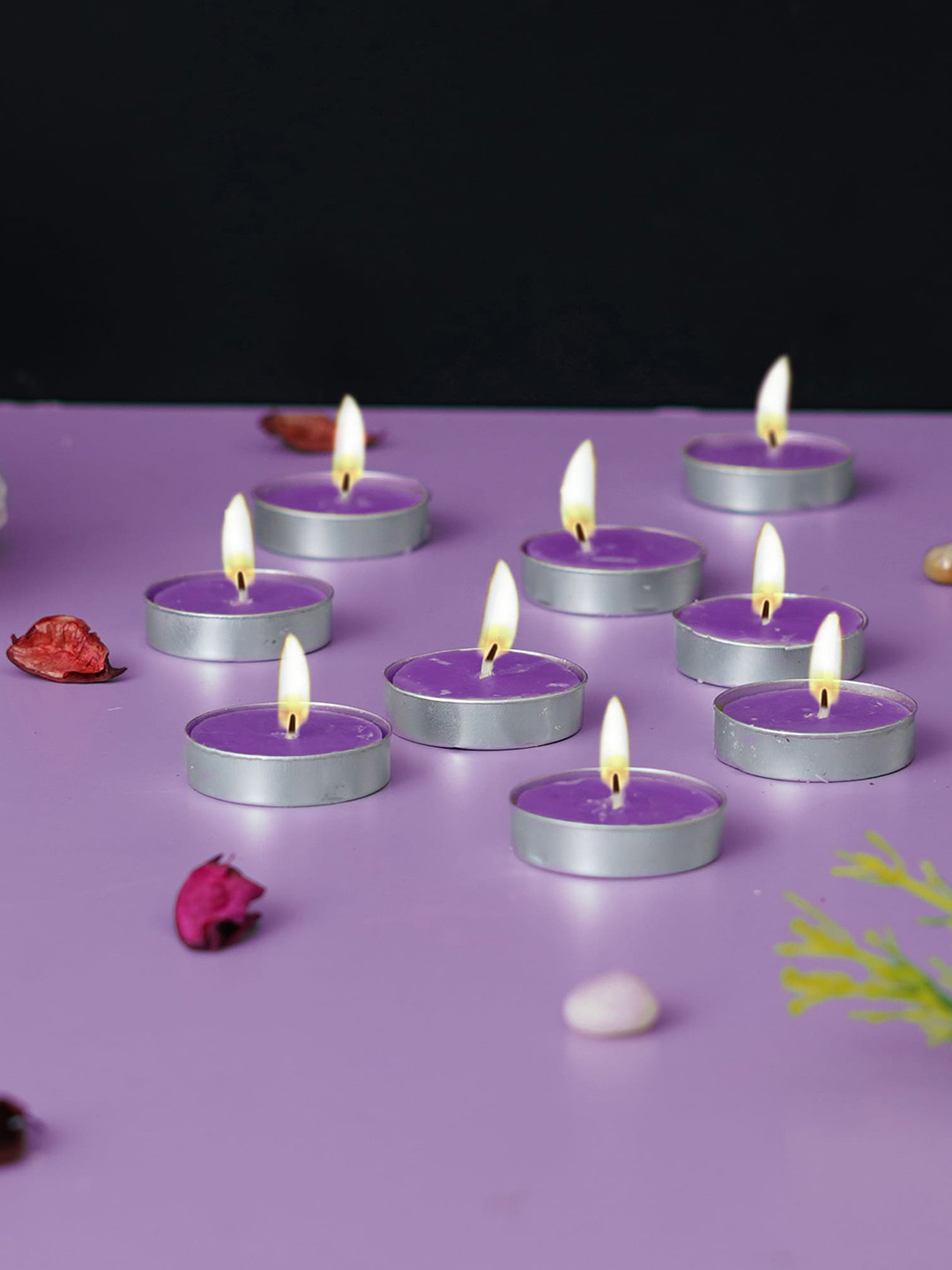 eCraftIndia 10Pcs Scented 1 Wick Lavender Solid Round Regular Tea Light Candles
