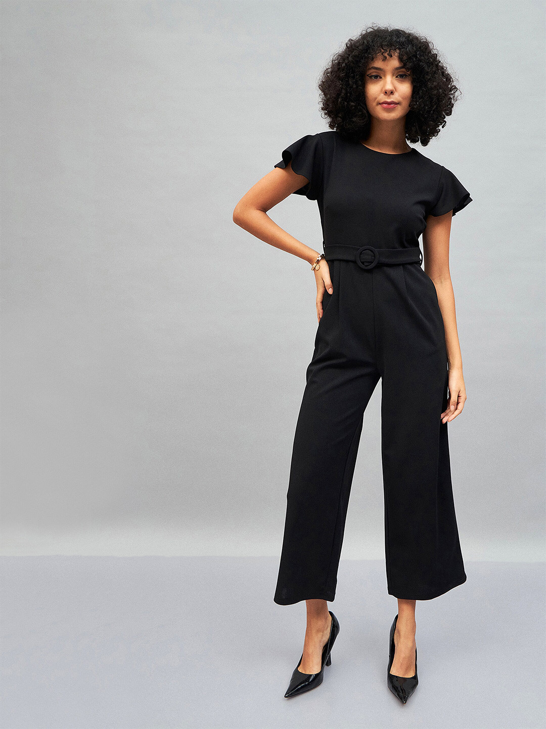 SASSAFRAS Black Belted Basic Jumpsuit