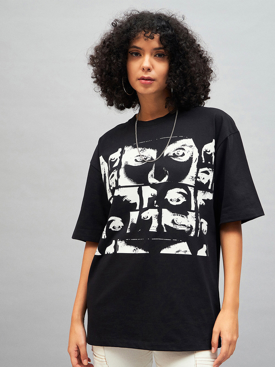 SASSAFRAS Retro Photographic Printed Drop-Shoulder Oversized Pure Cotton T-shirt