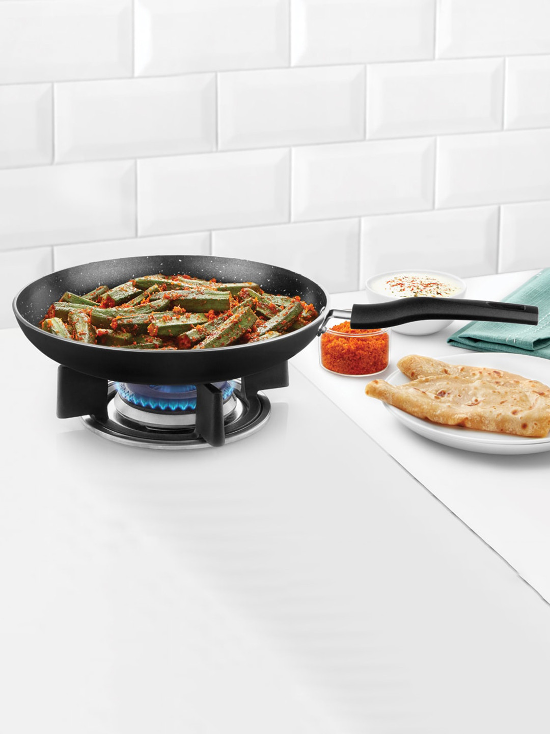 BOROSIL Granito Black Non-Stick Aluminum PFOA Free Deep Fry Pan With Handle