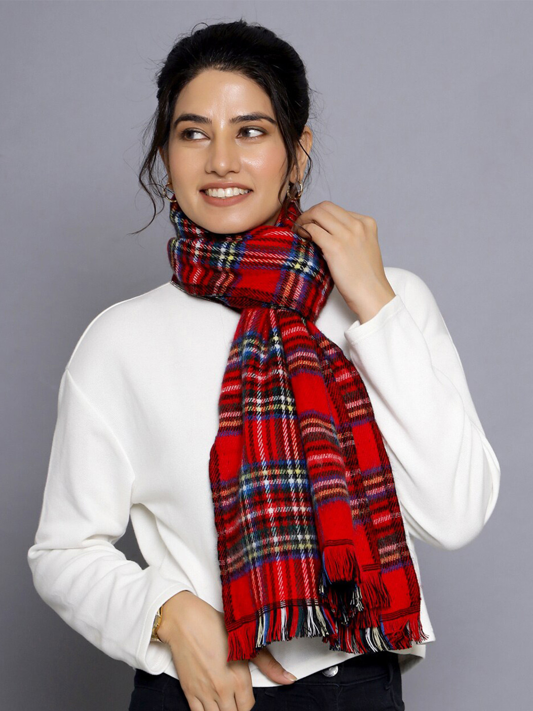 HANDICRAFT PALACE Checked Reversible Acrylic Scarf